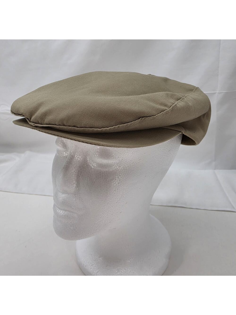 Vintage‎ Y2K Style Flat Cap Hat Khaki Tan Made In USA Cotton Newsboy Golf Medium